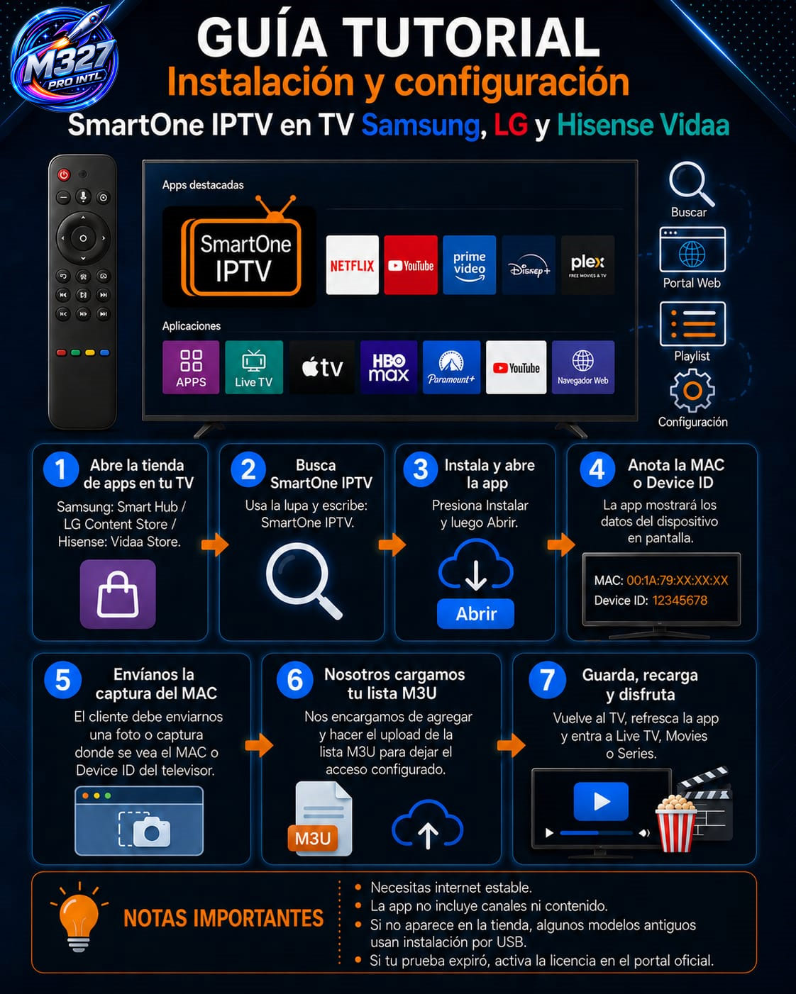 Como instalar y usar SmartOne en Samsung, LG e Hisense Vidaa